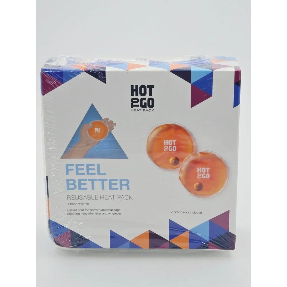 Hot to Go Reusable Heat Pack 2 Pack Instant Hand Warmer Orange Round Set NIB